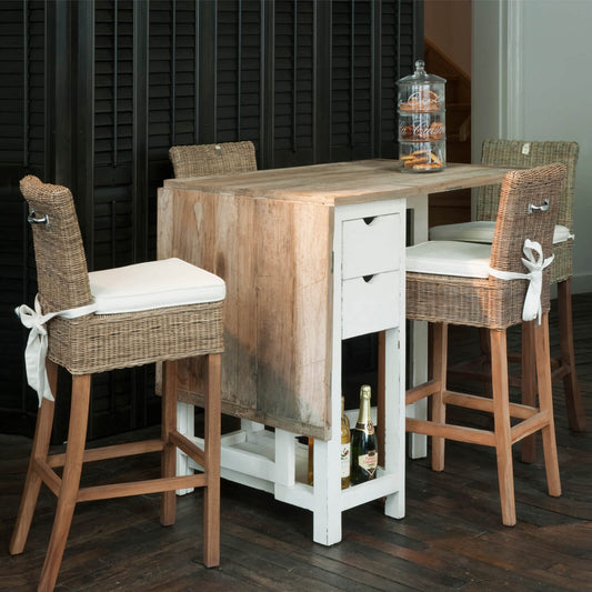 Rustic Rattan Bar Stool