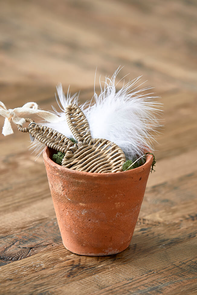 Rustic Rattan Easter Bunny Ornament