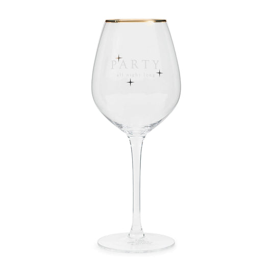 Party All Night Long Wine Glass