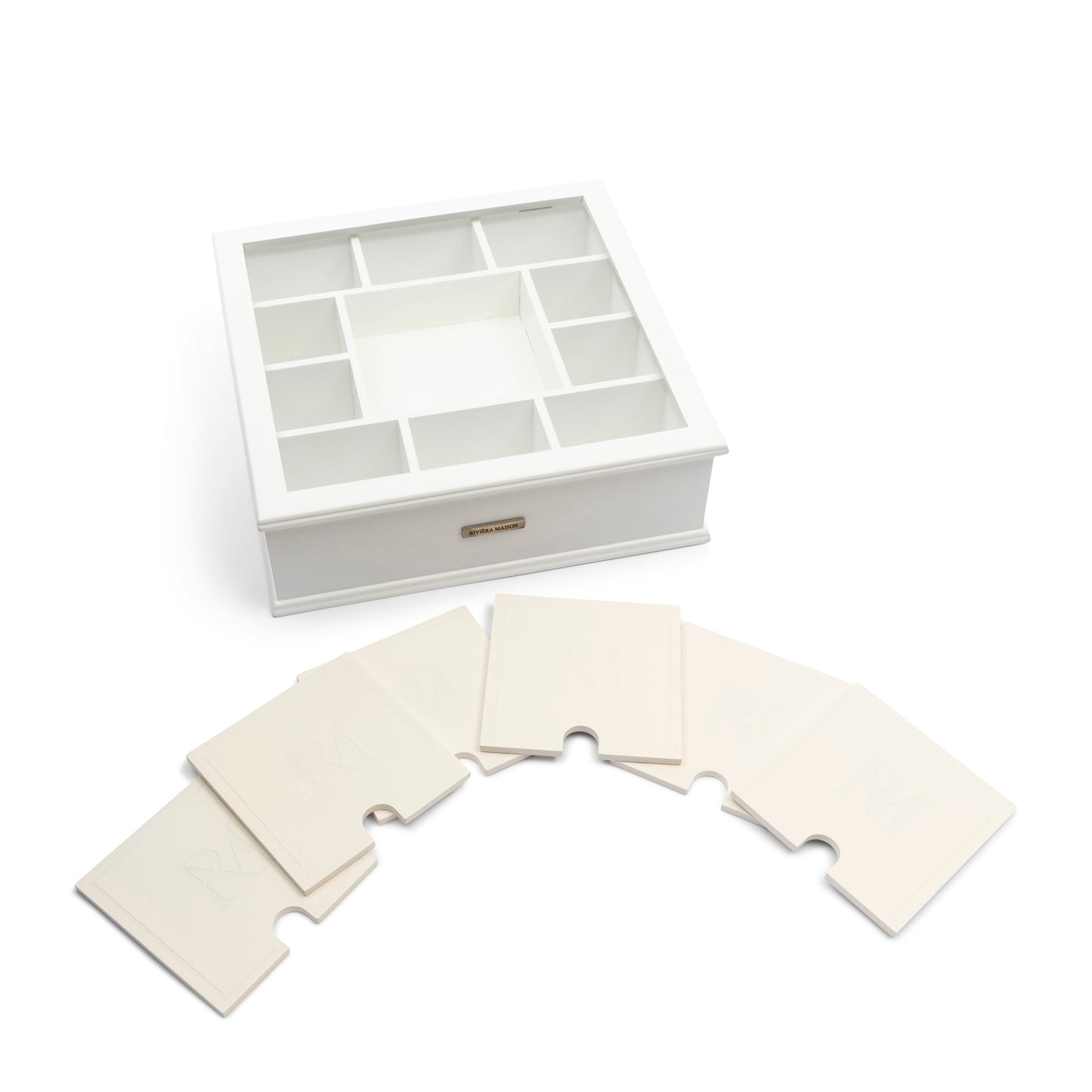 Caja de té con montañas rusas de monograma 6pcs *Nuevo *