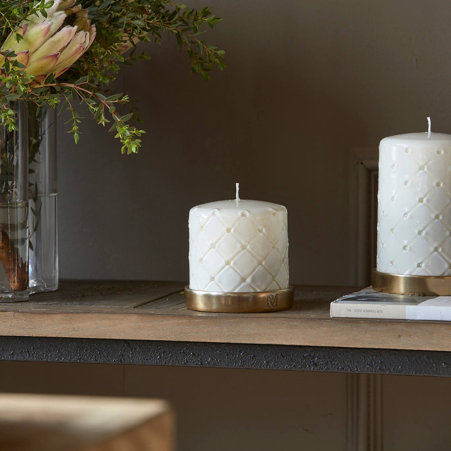 Pillar Candle Padded white 9,5x10