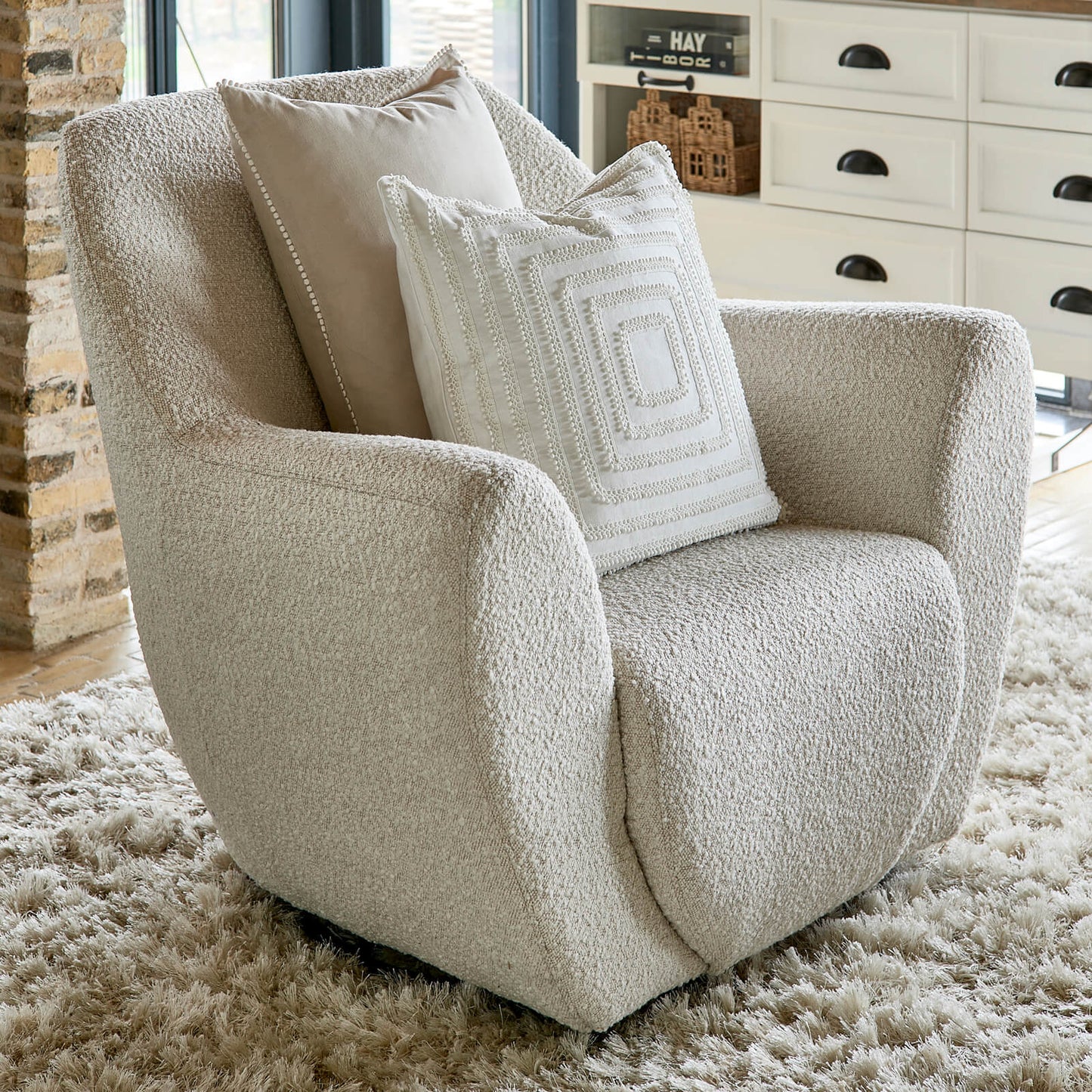 The Jill Swivel Chair White Sand