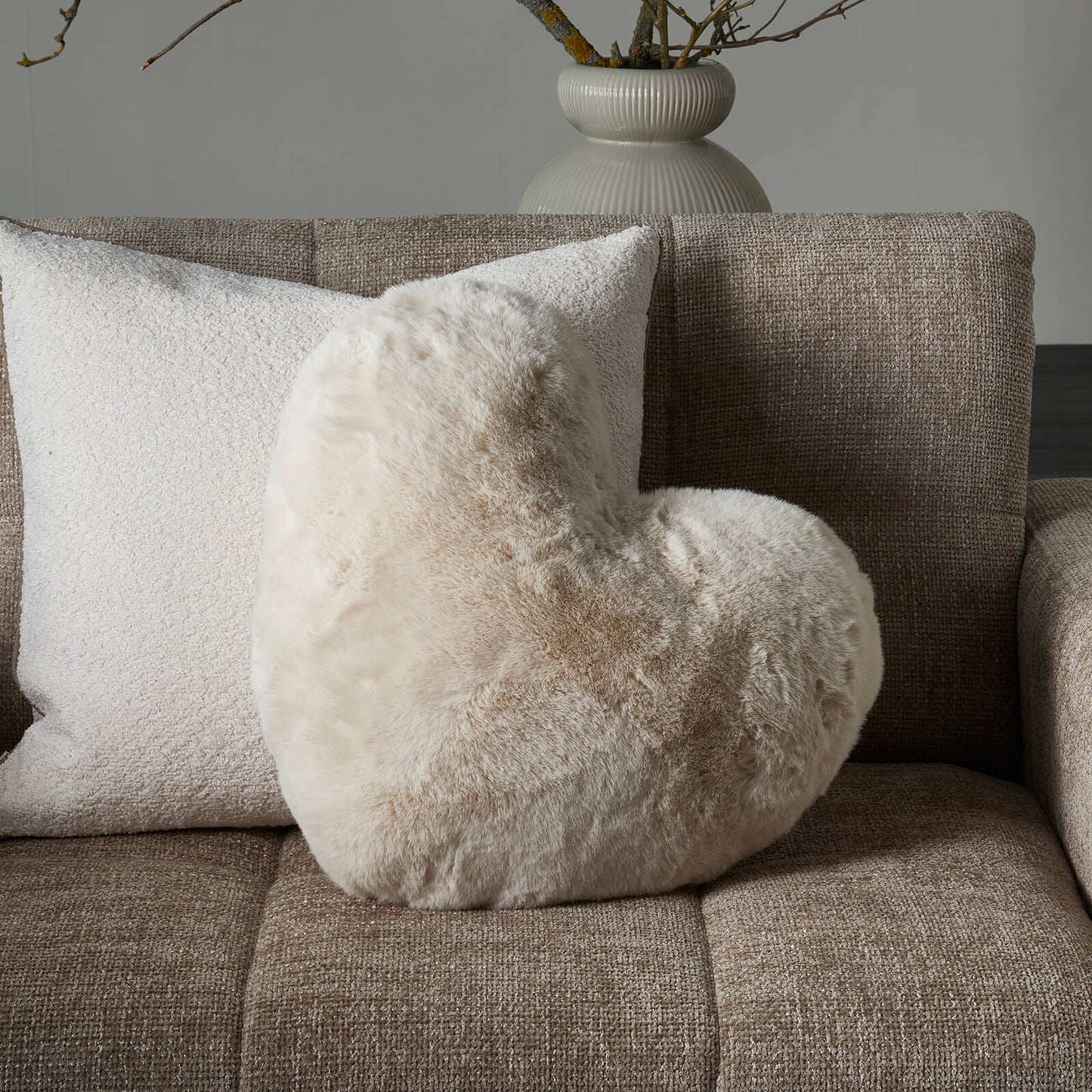 Heather Heart Faux Fur Pillow