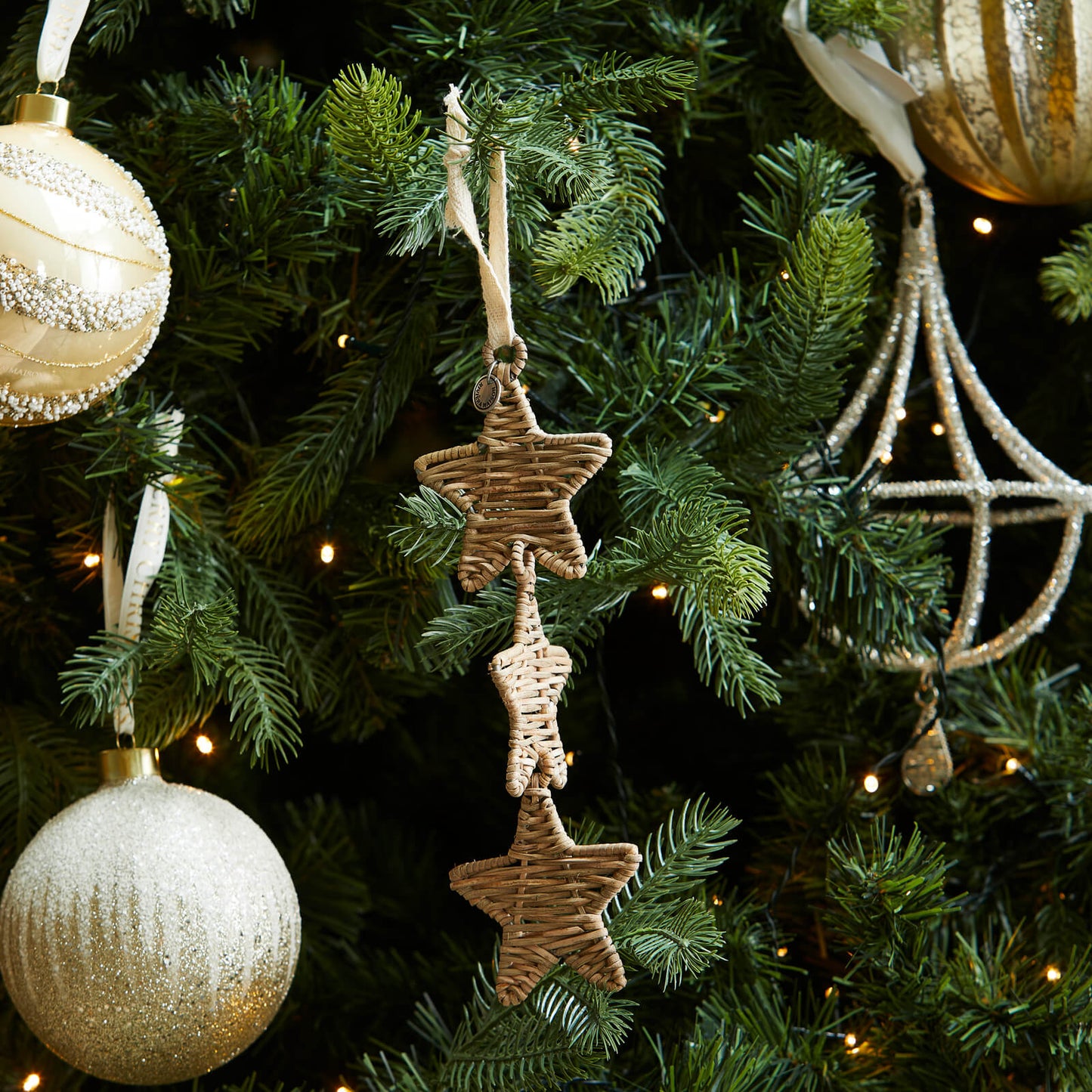 Rustic Rattan Stars Ornament