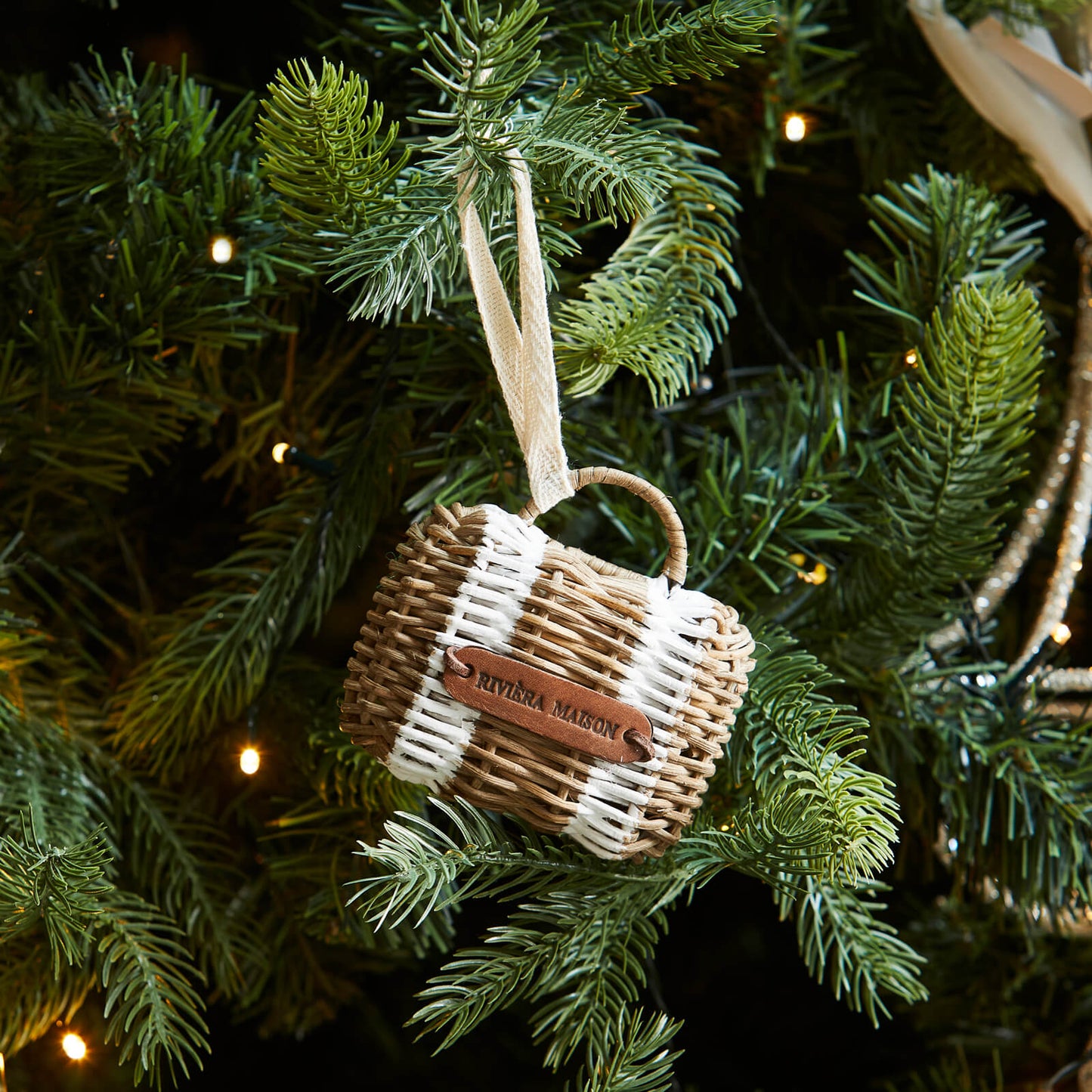 Rustic Rattan Suitcase Ornament