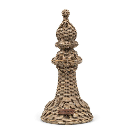 Rustic Rattan Chess Bishop Deco