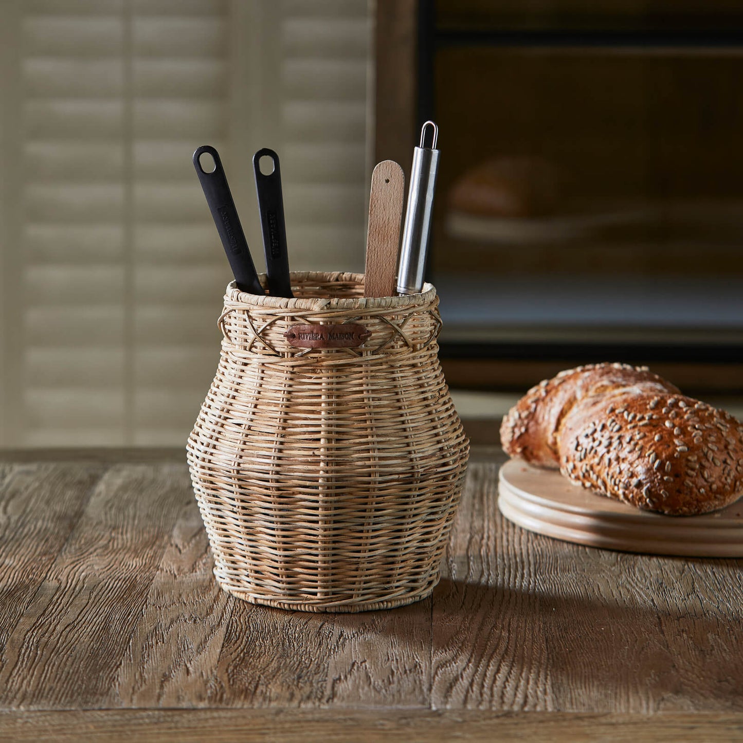 Rustic Rattan Medan Utensils Pot