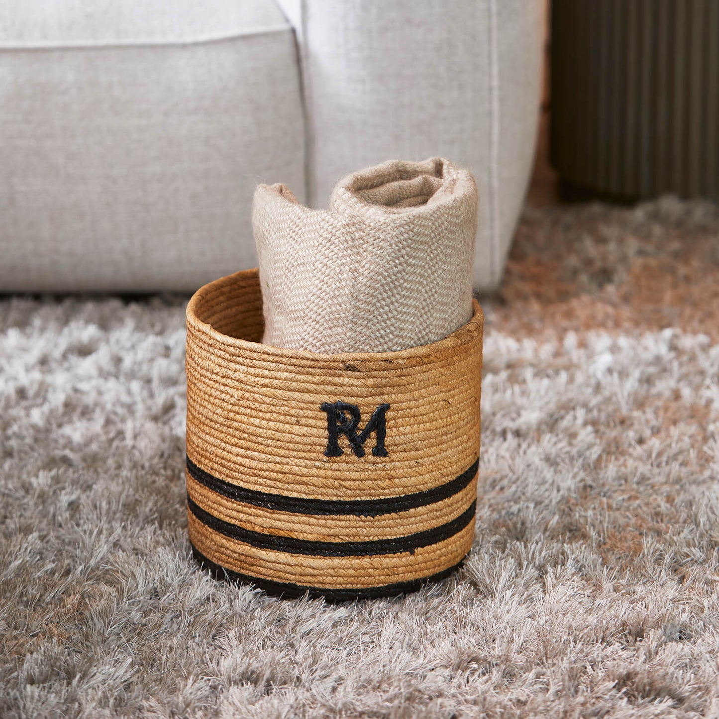 RM Striped Monogram Basket Set Of 2pc