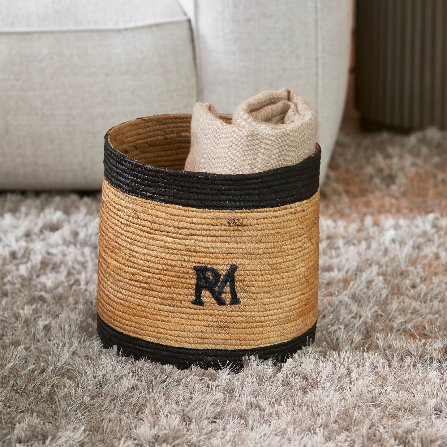 RM Striped Monogram Basket Set Of 2pc