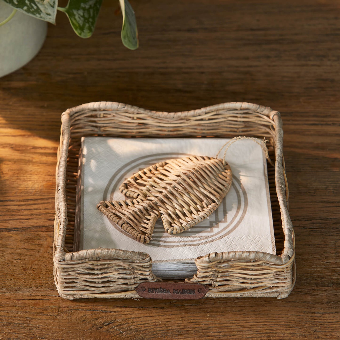 Rustic Rattan Fish Napkin Holder