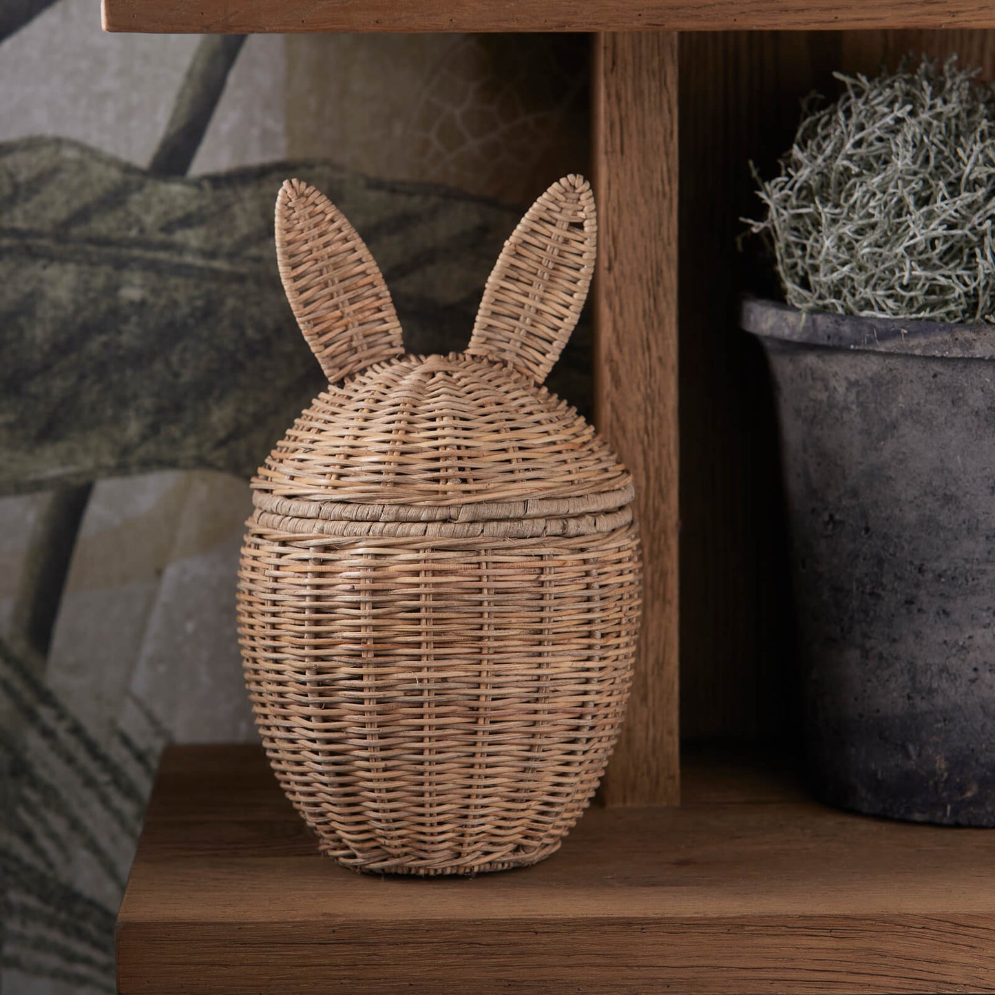 Rustic Rattan Easter Rabbit Basket