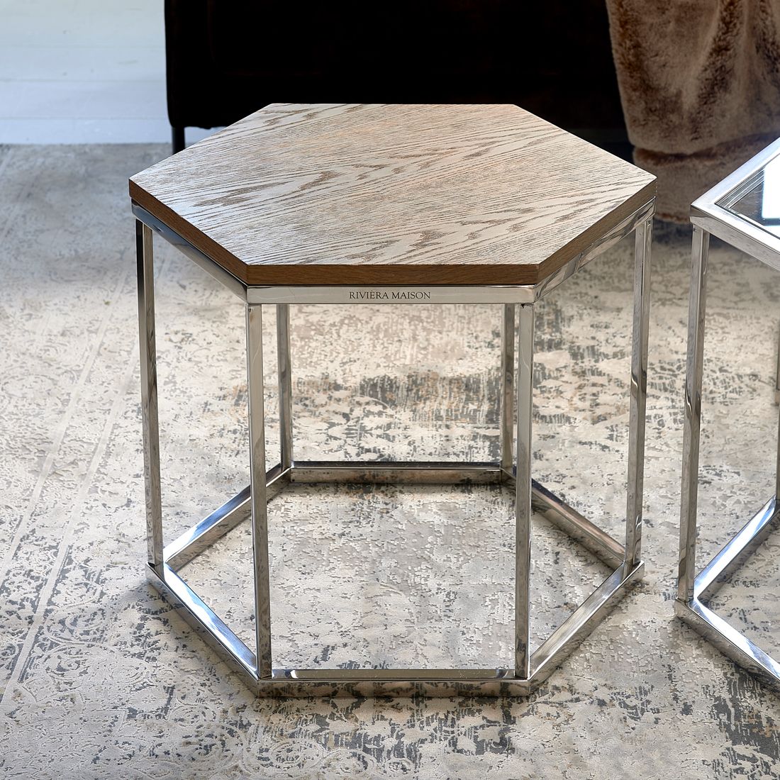 Hexagon Parc End Table Wood